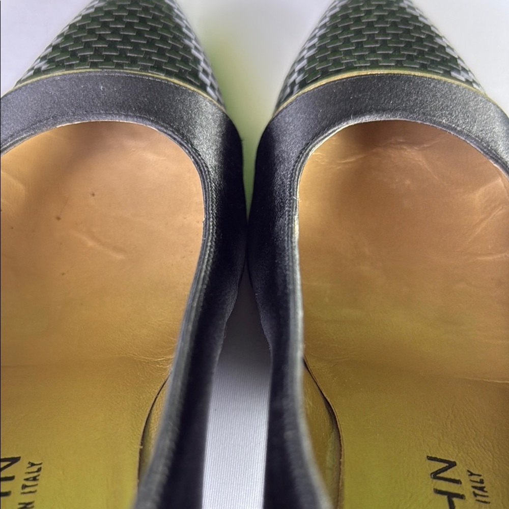 Vintage St John Black Satin Heels Emily Faille Paillette Italy 1998 - Picture 13 of 16